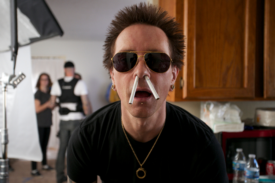 Billy Morrison - hamming it up on set - Massacre