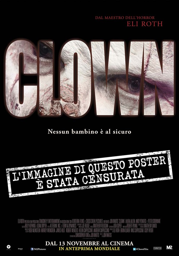 clown eli roth - cencored italian poster